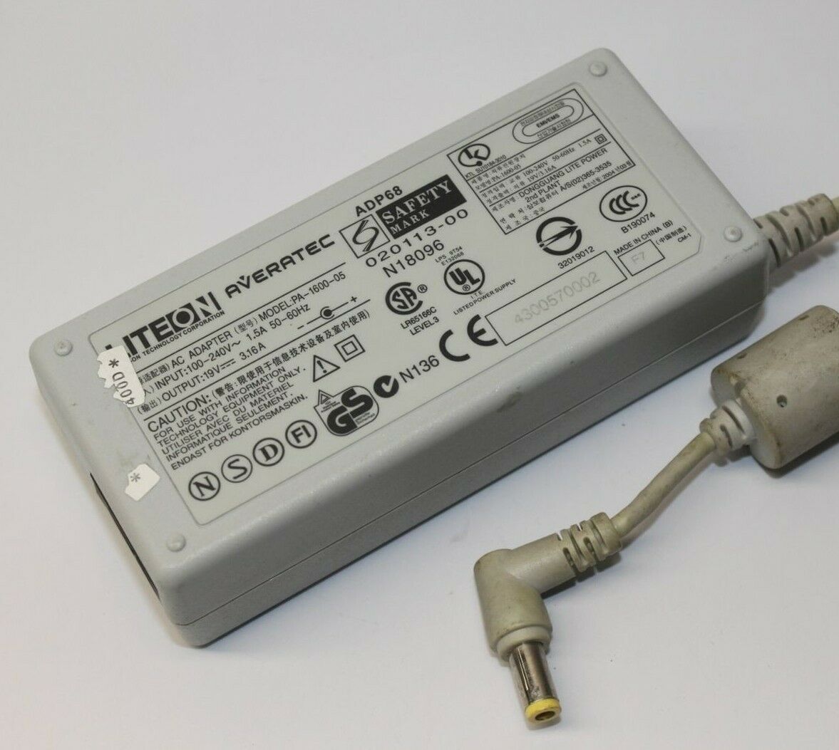 New 19V 3.16A LiteOn PA-1600-05 Power Supply Ac Adapter